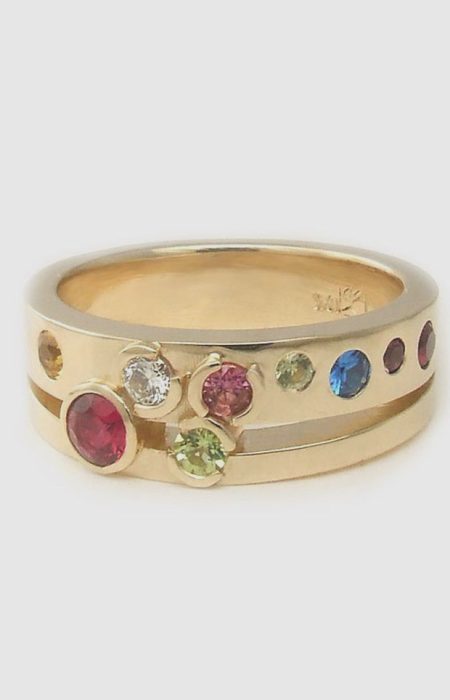 Yellow Gold Split Shank Family Ring - Suzanne Crudden Custom Jewellery