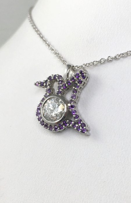 amethyst and diamond birthstone white gold pendant - Suzanne Crudden Custom Jewellery