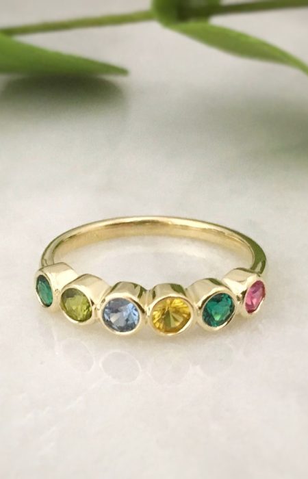bezel set family birthstone ring yellow gold - Suzanne Crudden Custom Jewellery