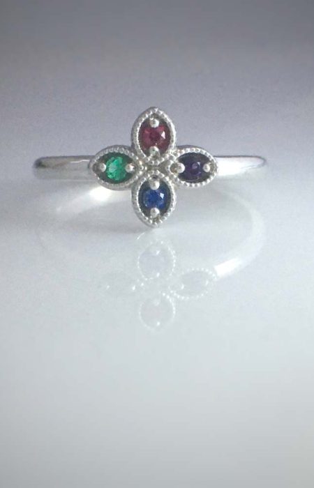 four stone family birthstone ring white gold.jpeg - Suzanne Crudden Custom Jewellery