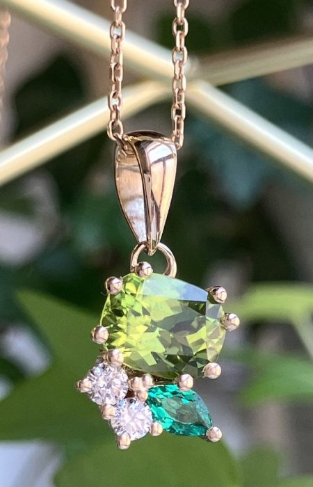 peridot emerald diamond family pendant - Suzanne Crudden Custom Jewellery