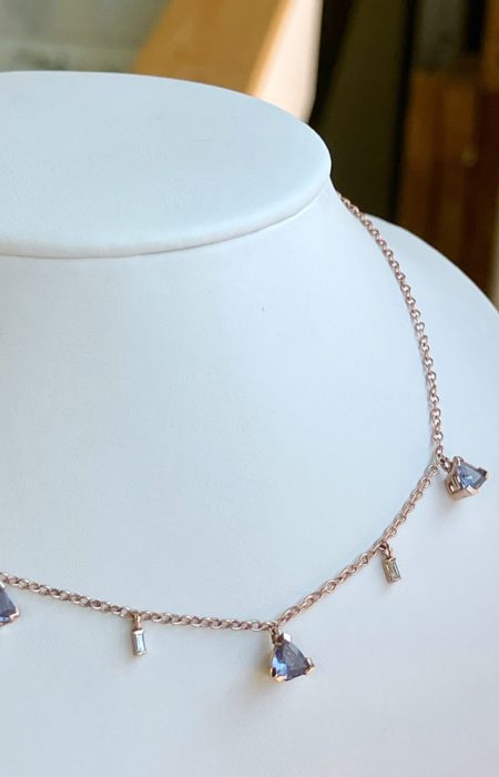 rose gold tanzanite diamond necklace - Suzanne Crudden Custom Jewellery