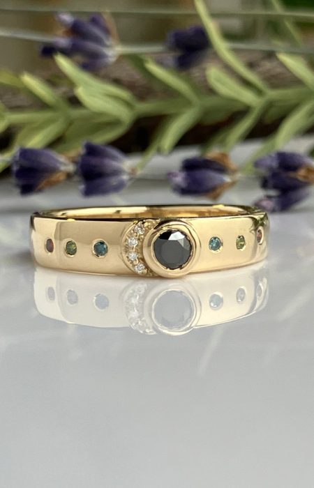 wide yellow gold black diamond family ring.jpeg - Suzanne Crudden Custom Jewellery