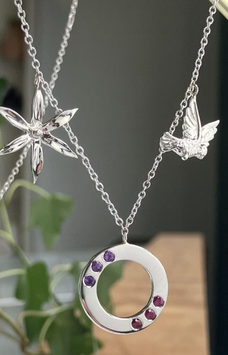 white gold birthstone january february necklace - Suzanne Crudden Custom Jewellery