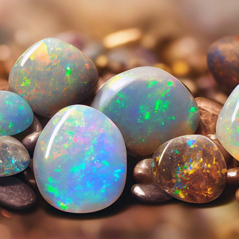 BLOG IMAGES 2 - Suzanne Crudden Custom Jewellery roughly tumbled opals shown to describe how october birthstone jewellery is created